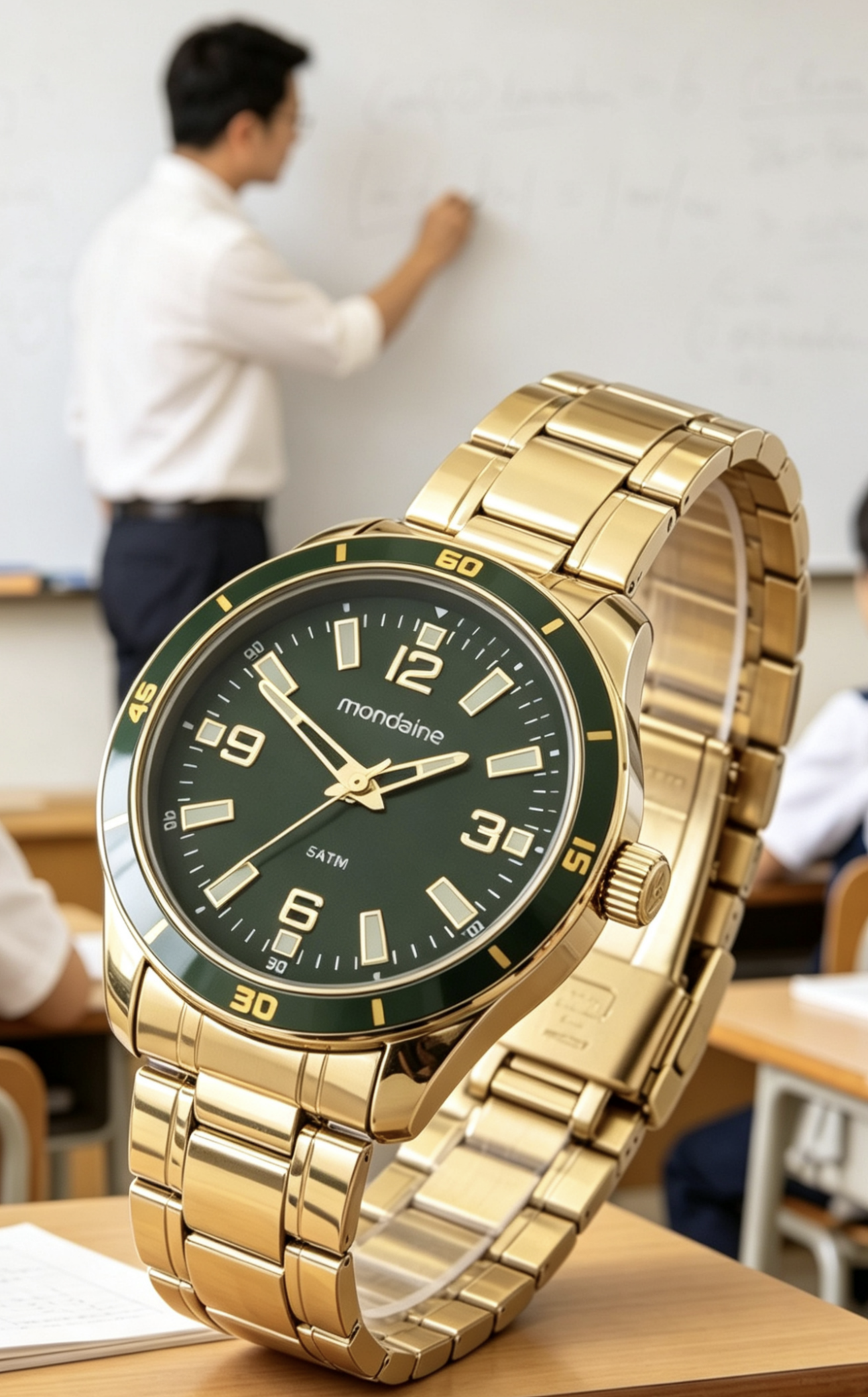 Relógio Mondaine dourado masculino 